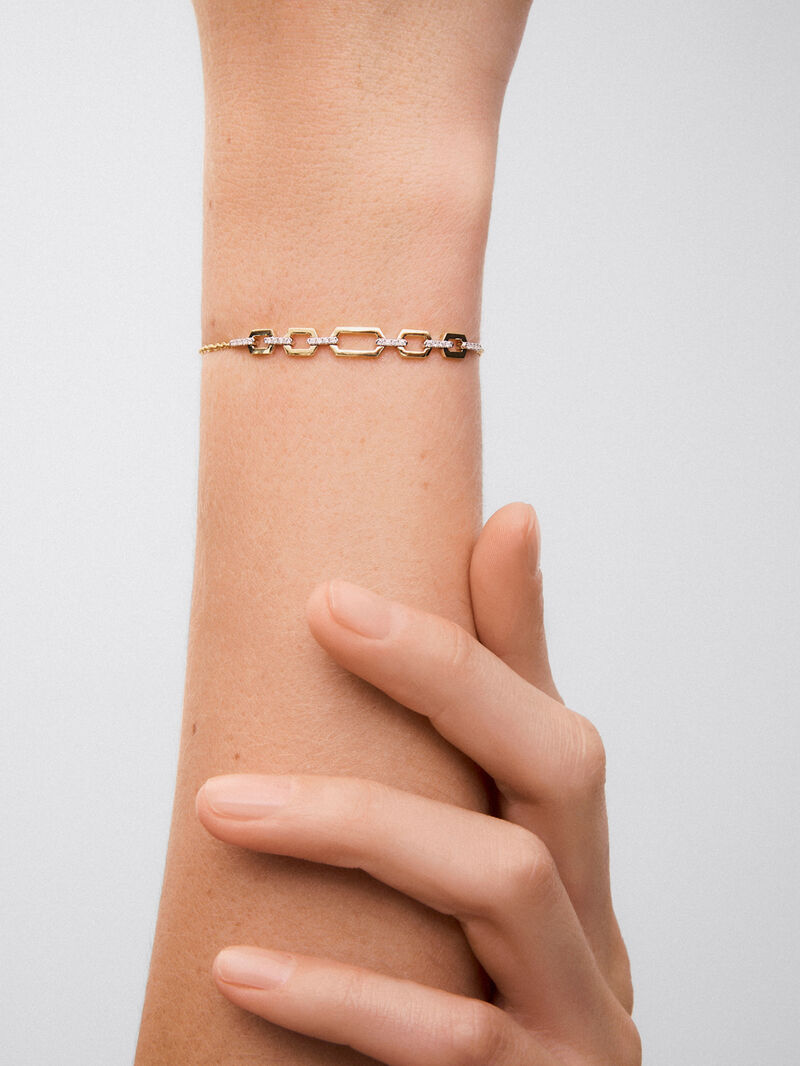 18K white and yellow gold bracelet with white diamonds of 0.12 cts image number 3