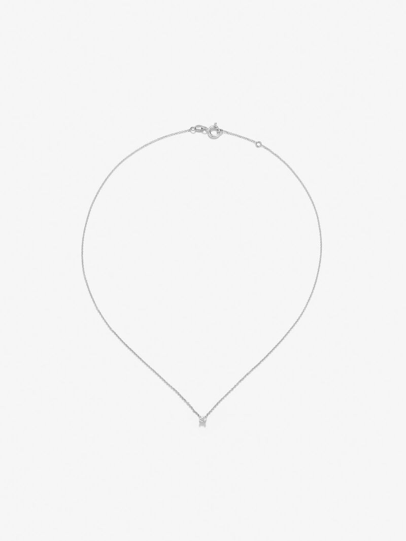 18K white gold chain pendant with solitary diamond image number 0