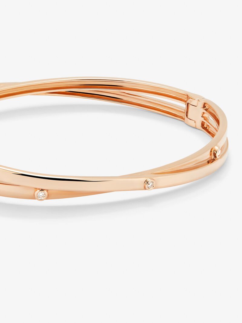 Rigid 18K rose gold bracelet with 3 brilliant-cut diamonds with a total of 0.04 cts image number 1