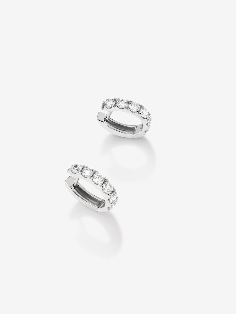 18K white gold hoop earrings with diamonds image number 2