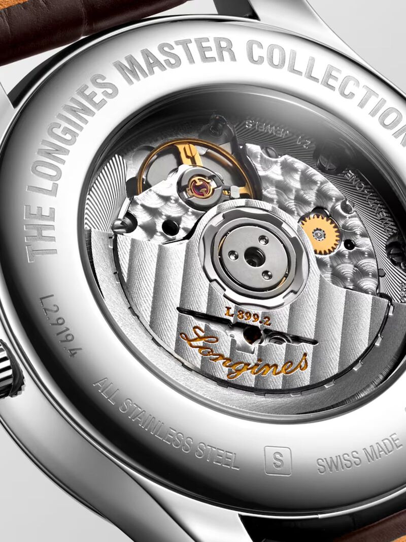 Stainless steel watch with brown alligator strap, sapphire crystal and automatic movement image number 4