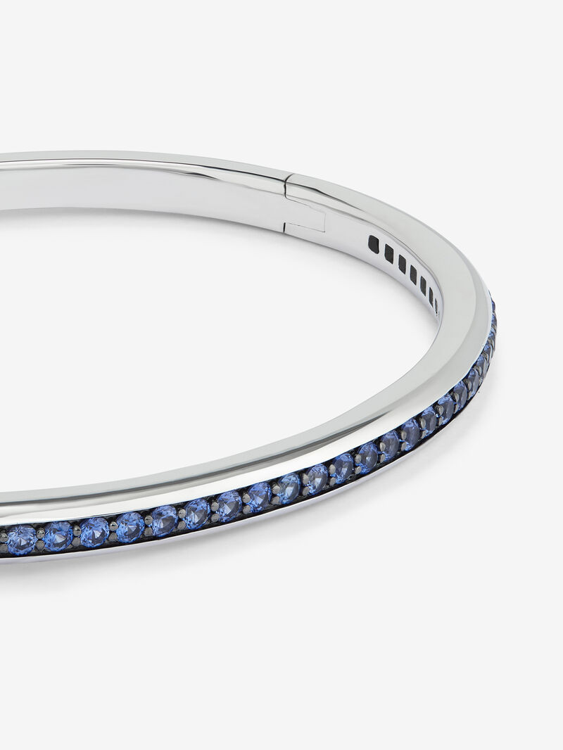 925 Silver rigid bracelet with sapphires. image number 2