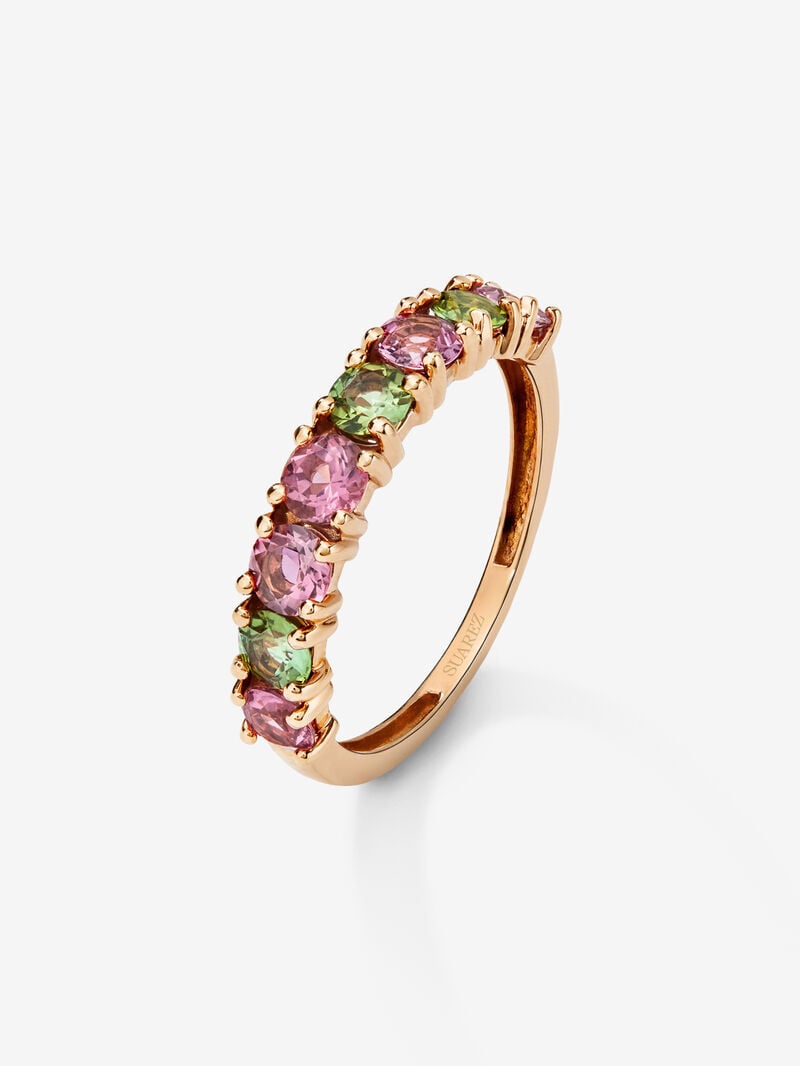 18K rose gold ring with 8 brilliant-cut multicolor tourmalines image number 0