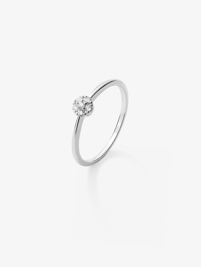 18K white gold ring with rosette of 15 brilliant-cut diamonds with a total of 0.09 cts image number 0