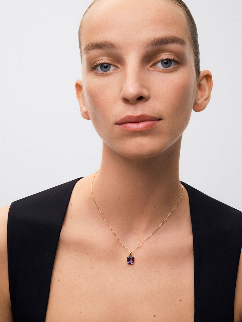 18K Yellow Gold Pendant Chain with Amethyst image number 0