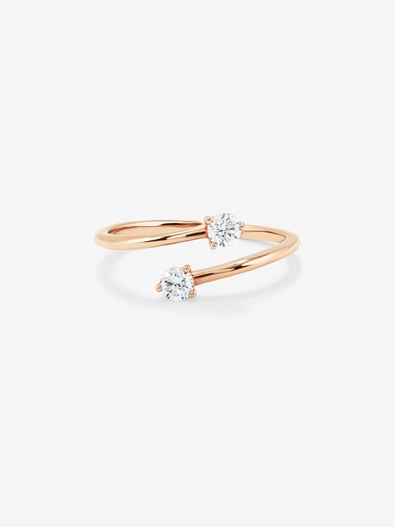18K Rose Gold Open Cross Ring with Diamonds image number 2
