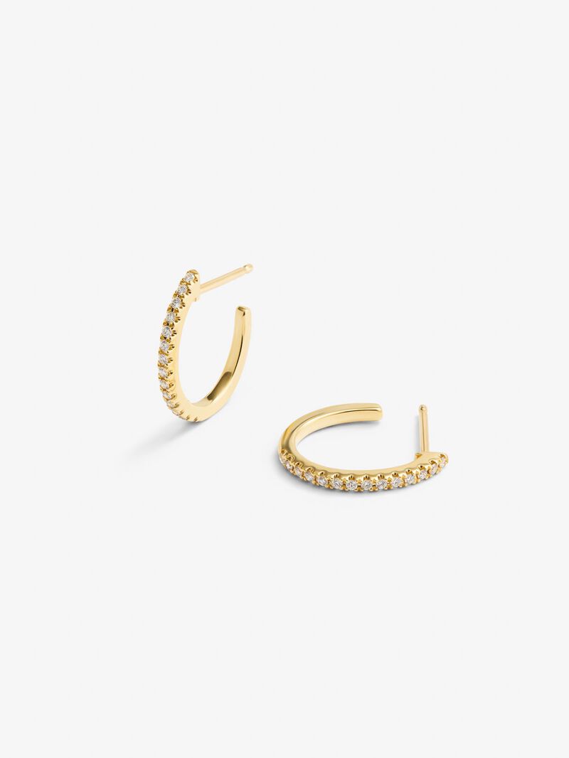 18K yellow gold hoop earrings with 28 brilliant-cut diamonds with a total of 0.22 cts image number 2