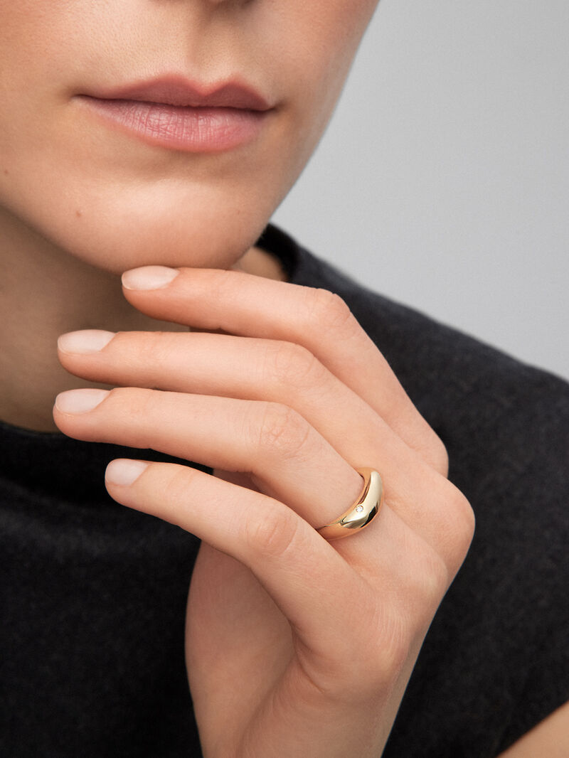 18K yellow gold ring with 0.01 ct brilliant cut diamond image number 3
