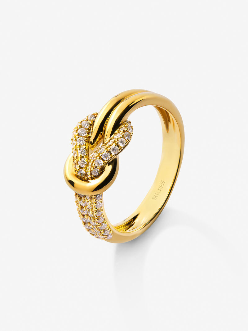 18K yellow gold ring with white diamonds of 0.32 cts and knot shape image number 0