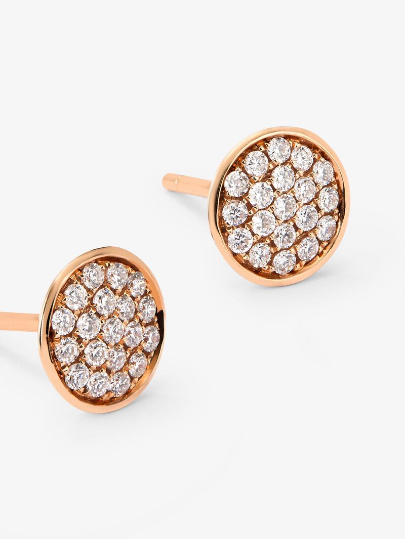 18K rose gold earrings with 2 10mm pearls and 38 brilliant-cut diamonds with a total of 0.33 cts image number 2