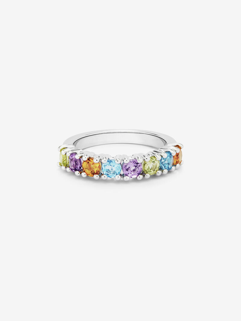 Half Alliance Silver 925 Ring with Multicolor Gems image number 2