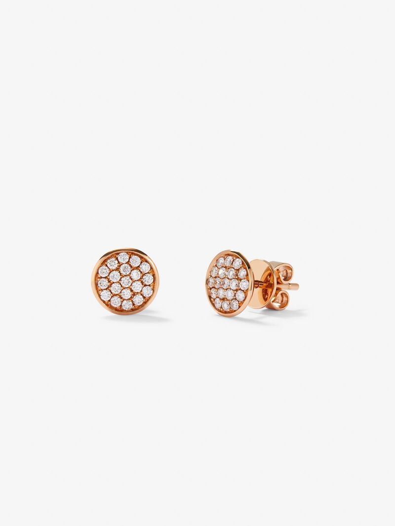 18K rose gold earrings with 2 10mm pearls and 38 brilliant-cut diamonds with a total of 0.33 cts image number 0