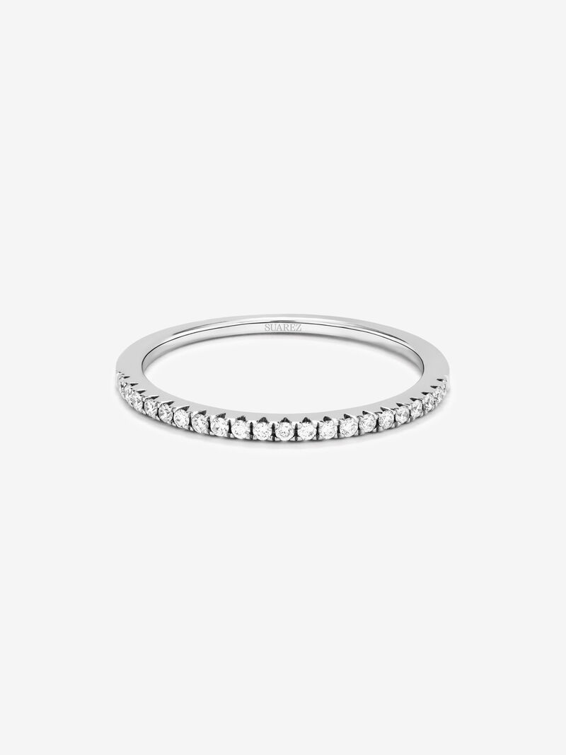 Half alliance engagement ring in 18K white gold with claw-set diamonds 0.10ct image number 2
