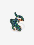 Anillo salamandra de oro rosa de 18kt con piedras tsavoritas verdes y zafiros azules, SO15014-ORSAV_V