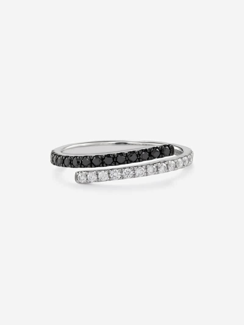 18K white gold ring with 14 brilliant-cut white diamonds with a total of 0.17 cts and 14 brilliant-cut black diamonds with a total of 0.19 cts image number 2