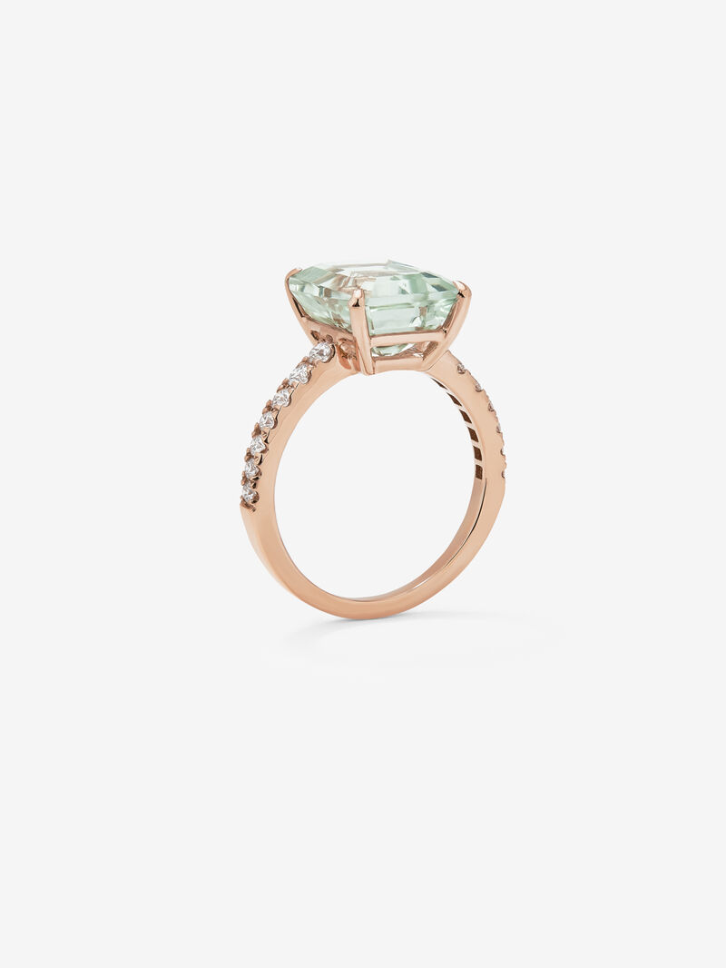 18K rose gold ring with green ameatist image number 4