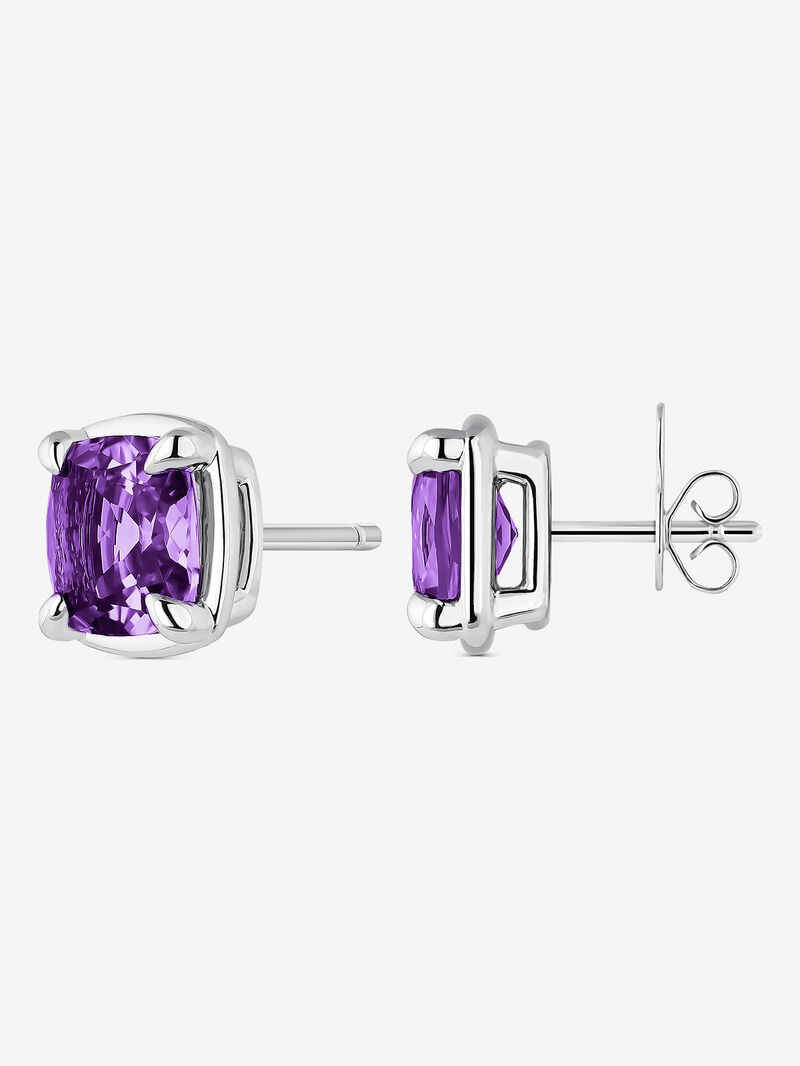 Silver earrings with amethysts image number 1