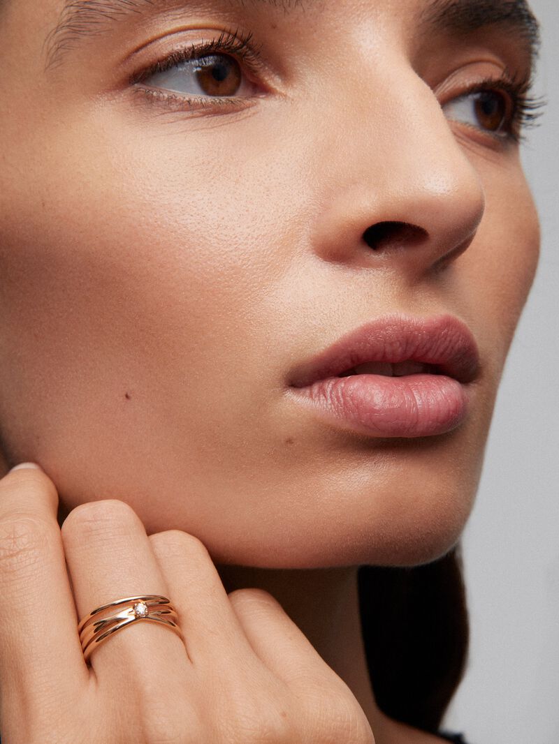 18K rose gold multibrazo ring with white diamond in bright size image number 3