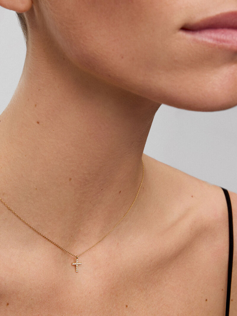 18K yellow gold chain pendant with diamonds image number 3