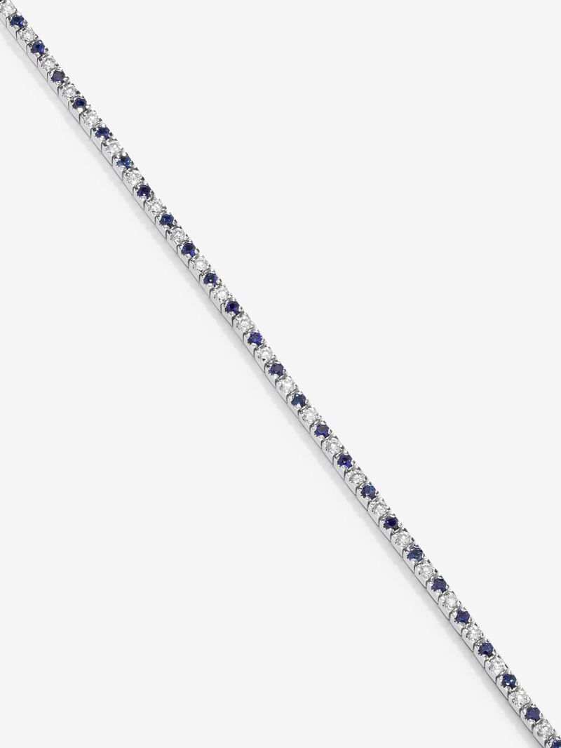 18K white gold bracelet with 37 brilliant-cut diamonds with a total of 0.88 cts and 38 brilliant-cut blue sapphires with a total of 0.95 cts image number 2