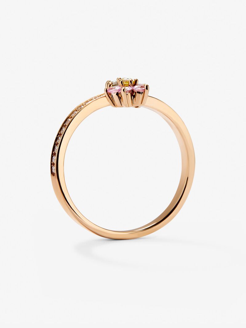 18K rose gold ring with 12 brilliant-cut multicolor sapphires with a total of 0.26 cts and 22 brilliant-cut diamonds with a total of 0.1 cts image number 4