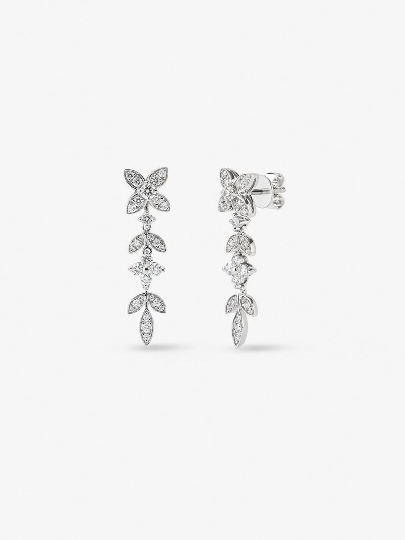 18K white gold earrings with 62 brilliant-cut diamonds with a total of 1.07 cts image number 0