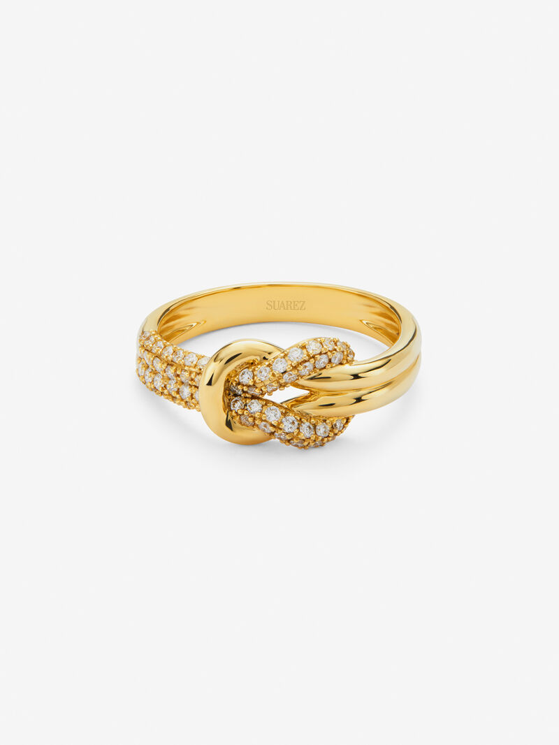 18K yellow gold ring with white diamonds of 0.32 cts and knot shape image number 2