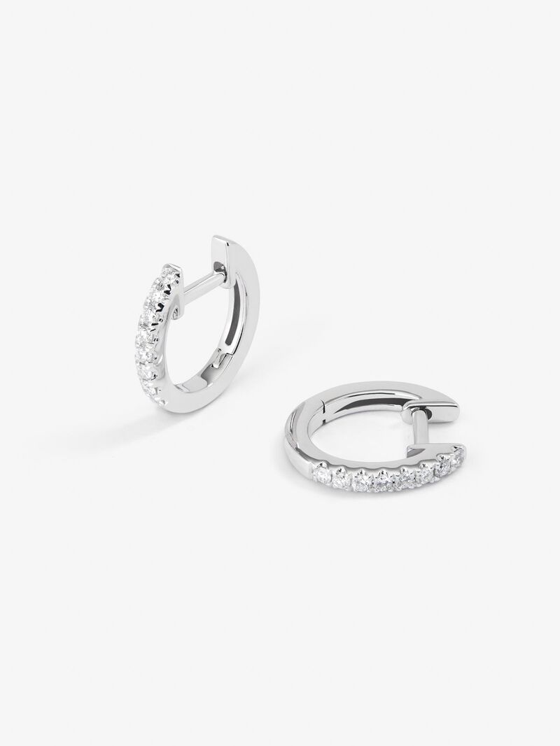 18K white gold earrings with 16 brilliant-cut diamonds with a total of 0.16 cts image number 2