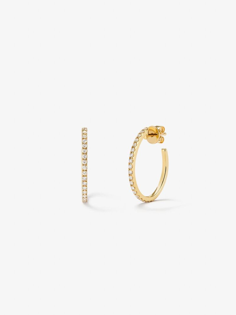 18K yellow gold ring earrings with white diamonds of 0.51 cts image number 0