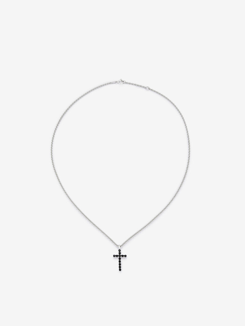 925 Silver thin chain pendant with cross and spinels image number 0