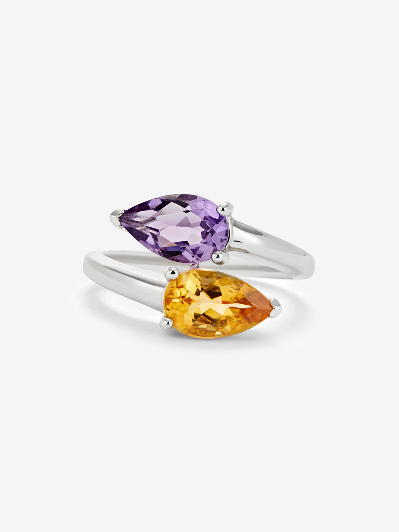 You and Me ring made of 925 silver with amethyst and citrine. image number 2