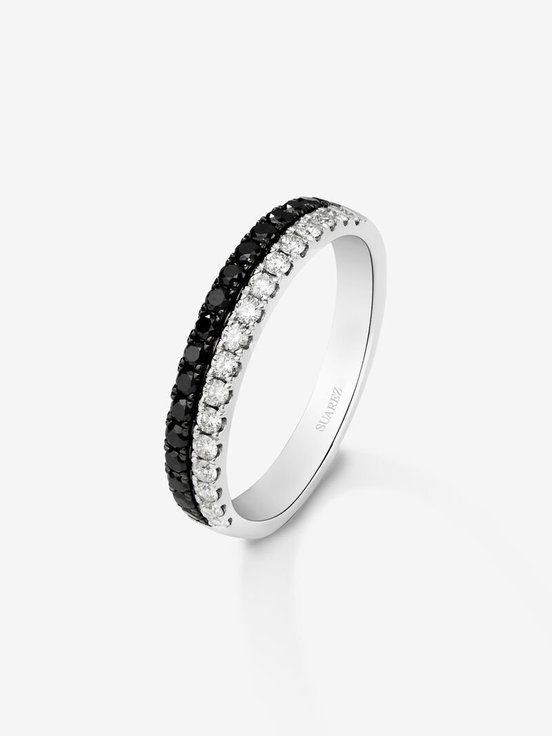 18K white gold ring with 17 brilliant-cut diamonds with a total of 0.24 cts and 17 brilliant-cut black diamonds with a total of 0.27 cts image number 0