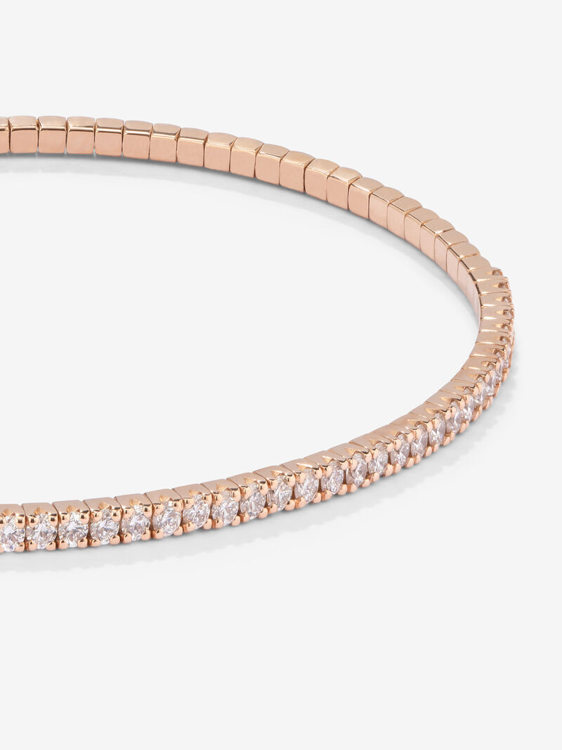 Fine -gold of 18k rose gold semi -rigid bracelet with diamonds image number 2
