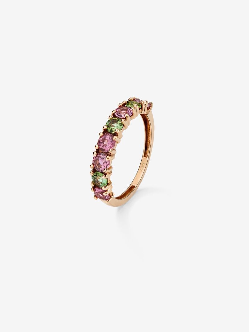 18K rose gold ring with 8 brilliant-cut multicolor tourmalines image number 0