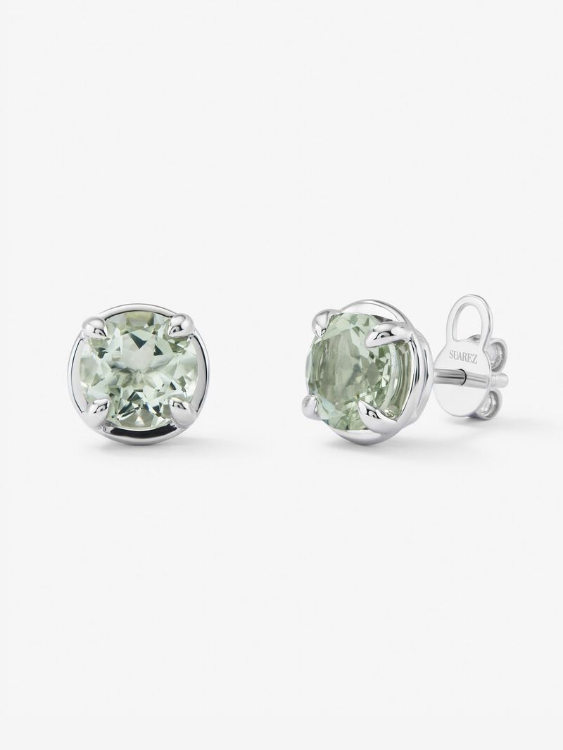 925 silver earrings with 2 brilliant-cut green amethysts with a total of 4.1 cts image number 0