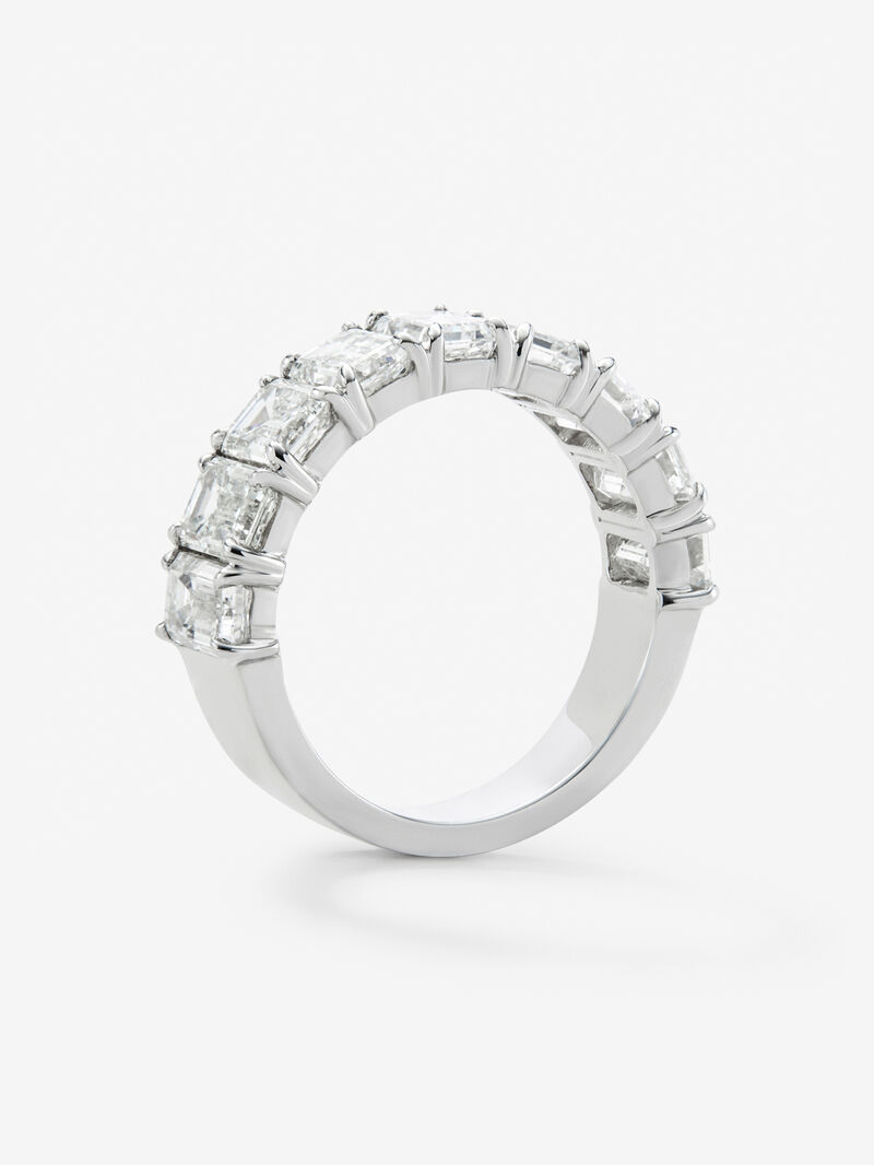 18K white gold half-round wedding ring with 9 emerald-cut diamonds with a total of 3.81 cts image number 4