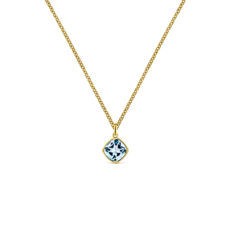 18kt yellow gold pendant with Sky blue topaz stone 3.78cts, PT18032-OASKY_V