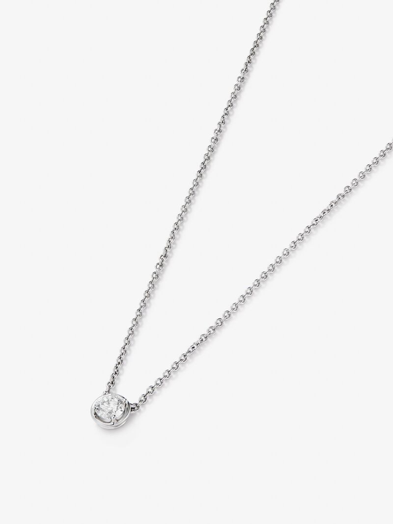 Colgante cadena de oro blanco de 18K con diamante solitario image number 2