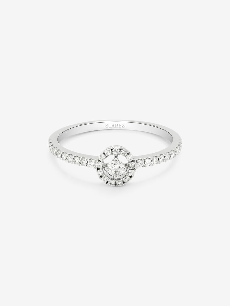 18K white gold ring with central brilliant-cut diamond of 0.06 cts and border and arm of 33 brilliant-cut diamonds with a total of 0.18 cts image number 2