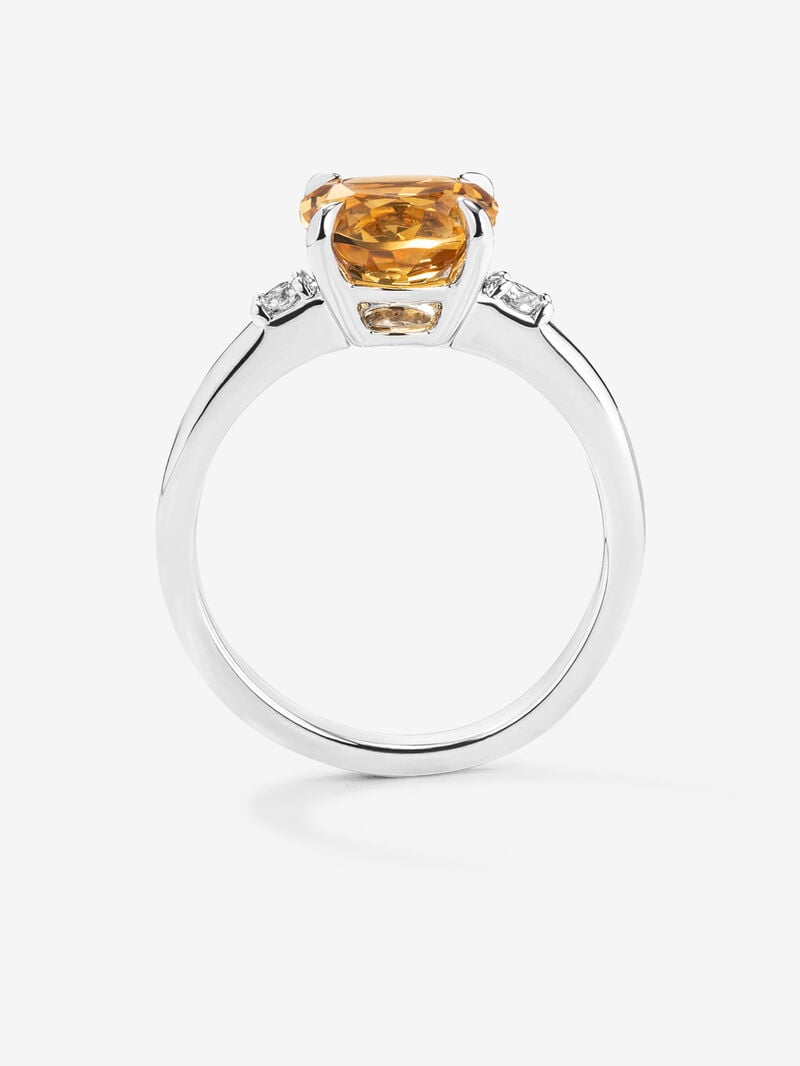 928 Silver triplet ring with citrine and diamonds. image number 4