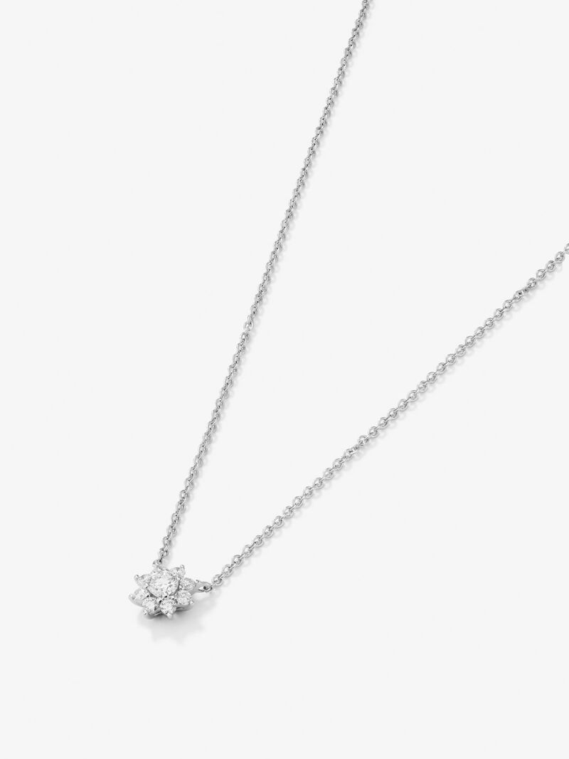 18K White Gold Flower Chain with solitary diamonds and diamond urla image number 2