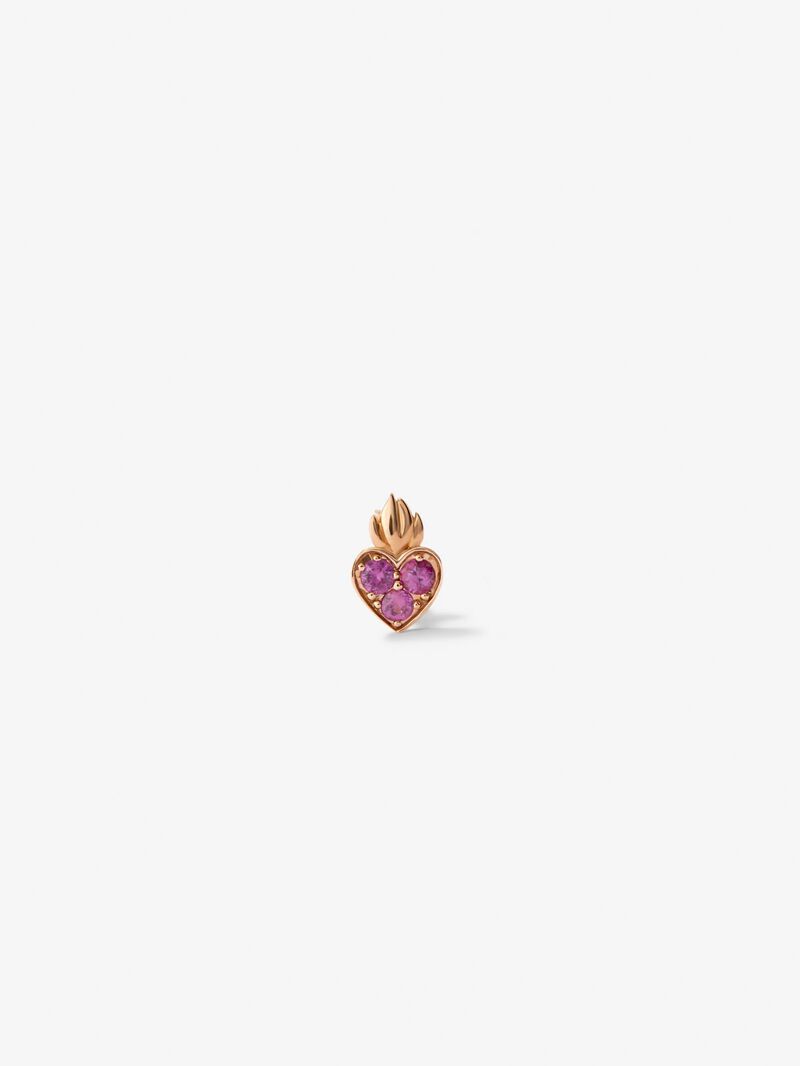 Individual 18kt rose gold heart pendant with 0.14cts pink sapphires. image number 0