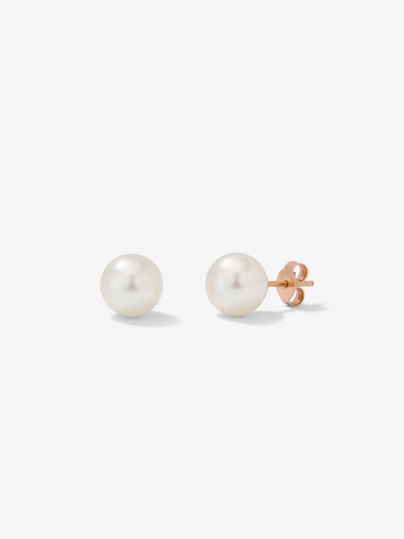 18k Rose Gold Button Earring with 10mm Australian Pearl image number 0