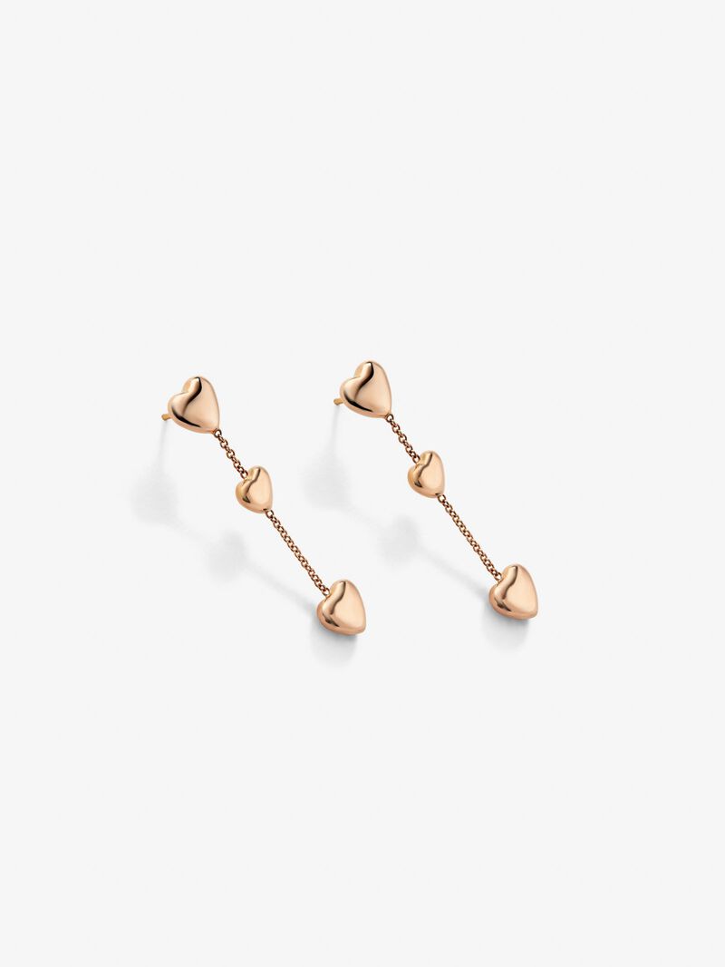 18K rose gold earrings with hearts image number 2