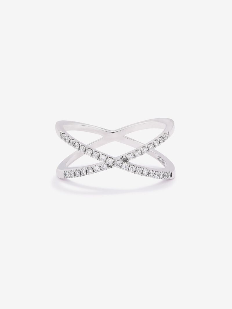 18K White Gold Double Diamond Ring image number 2
