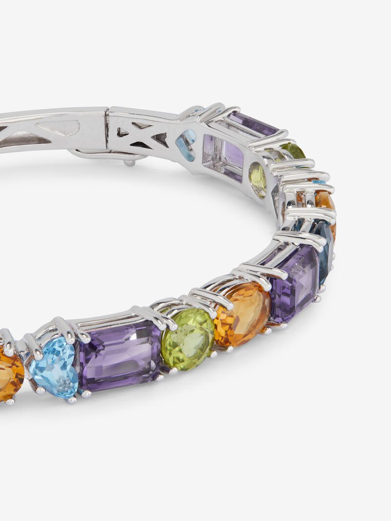 925 Silver rigid bracelet with multicolor gems image number 2
