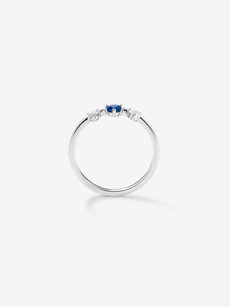18K white gold ring with sapphire and diamonds image number 4