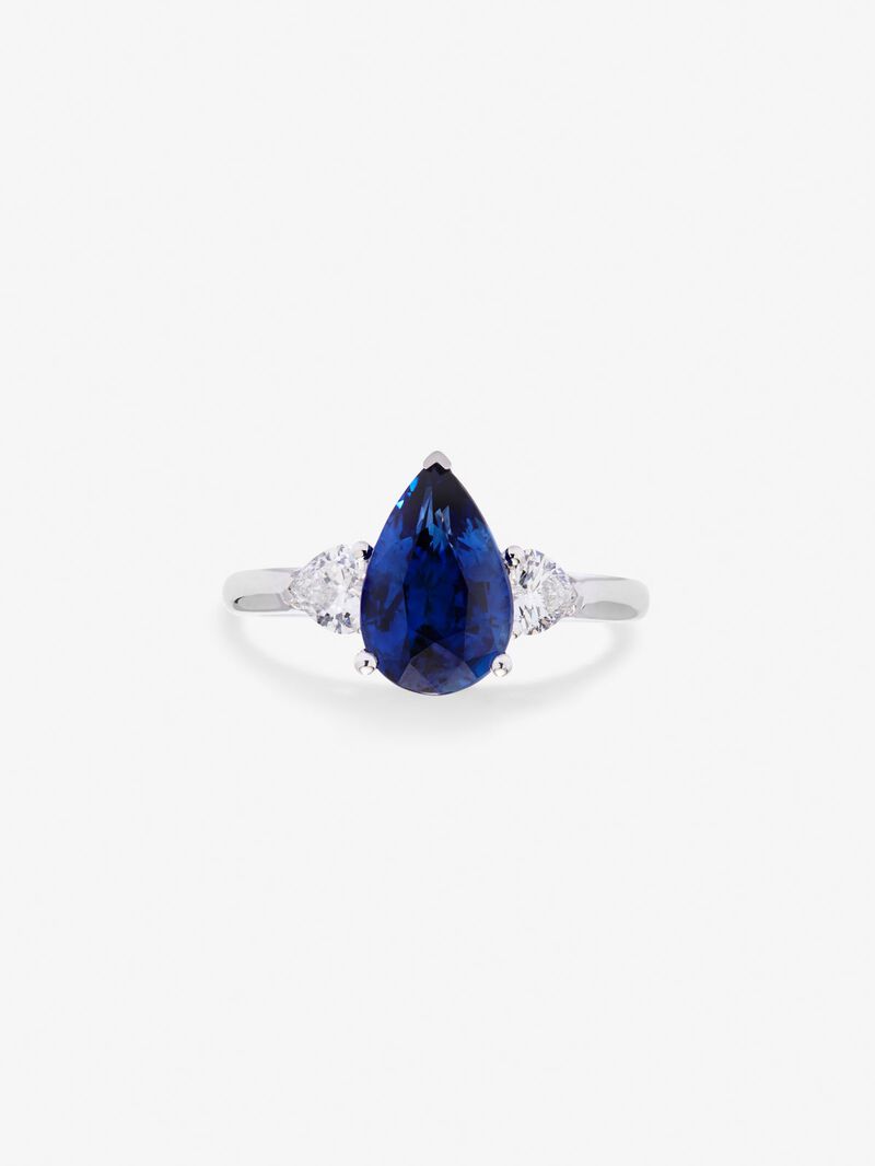 18K White Gold Ring with Royal Blue Zafir image number 2