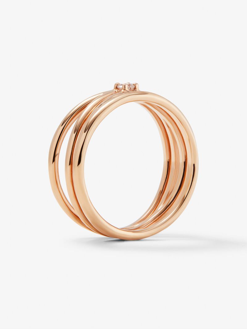18K rose gold multibrazo ring with white diamond in bright size image number 2