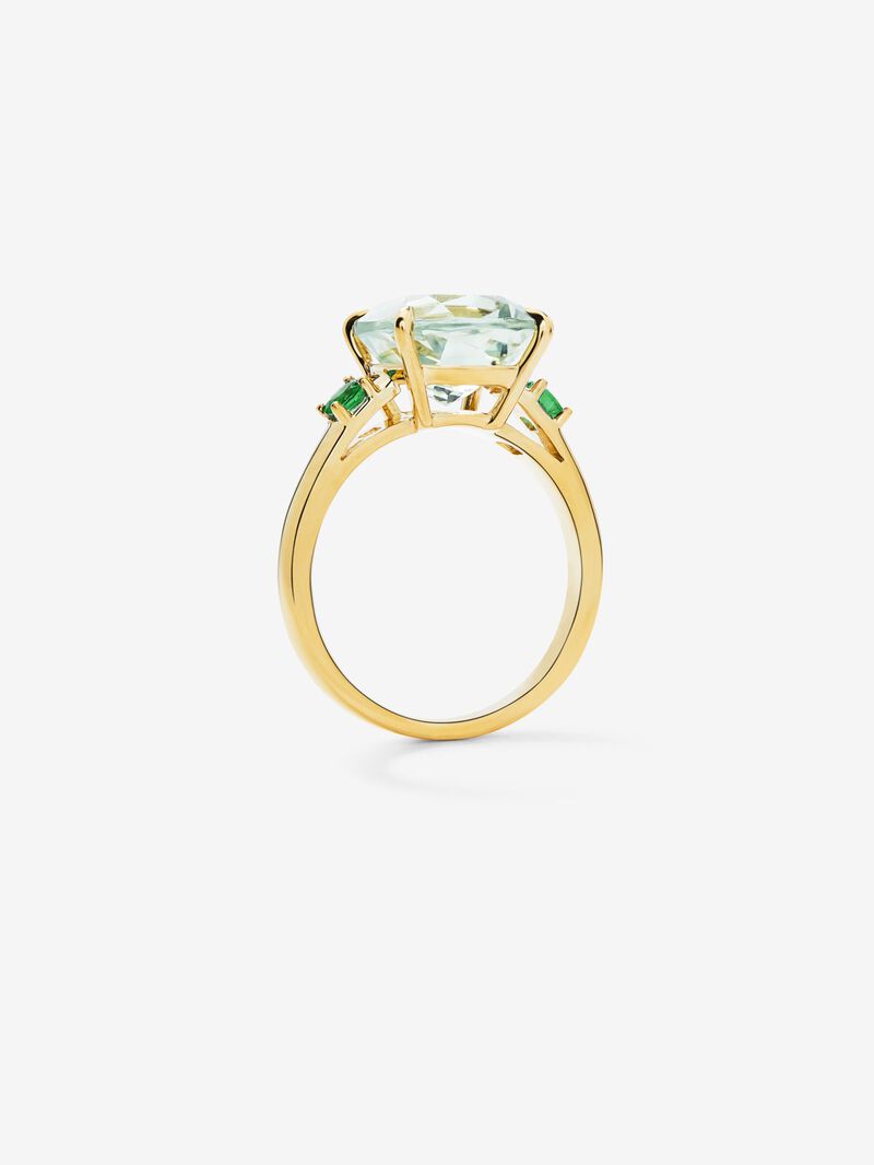 18k Yellow Gold Solitaire Ring with Green Amethyst image number 2